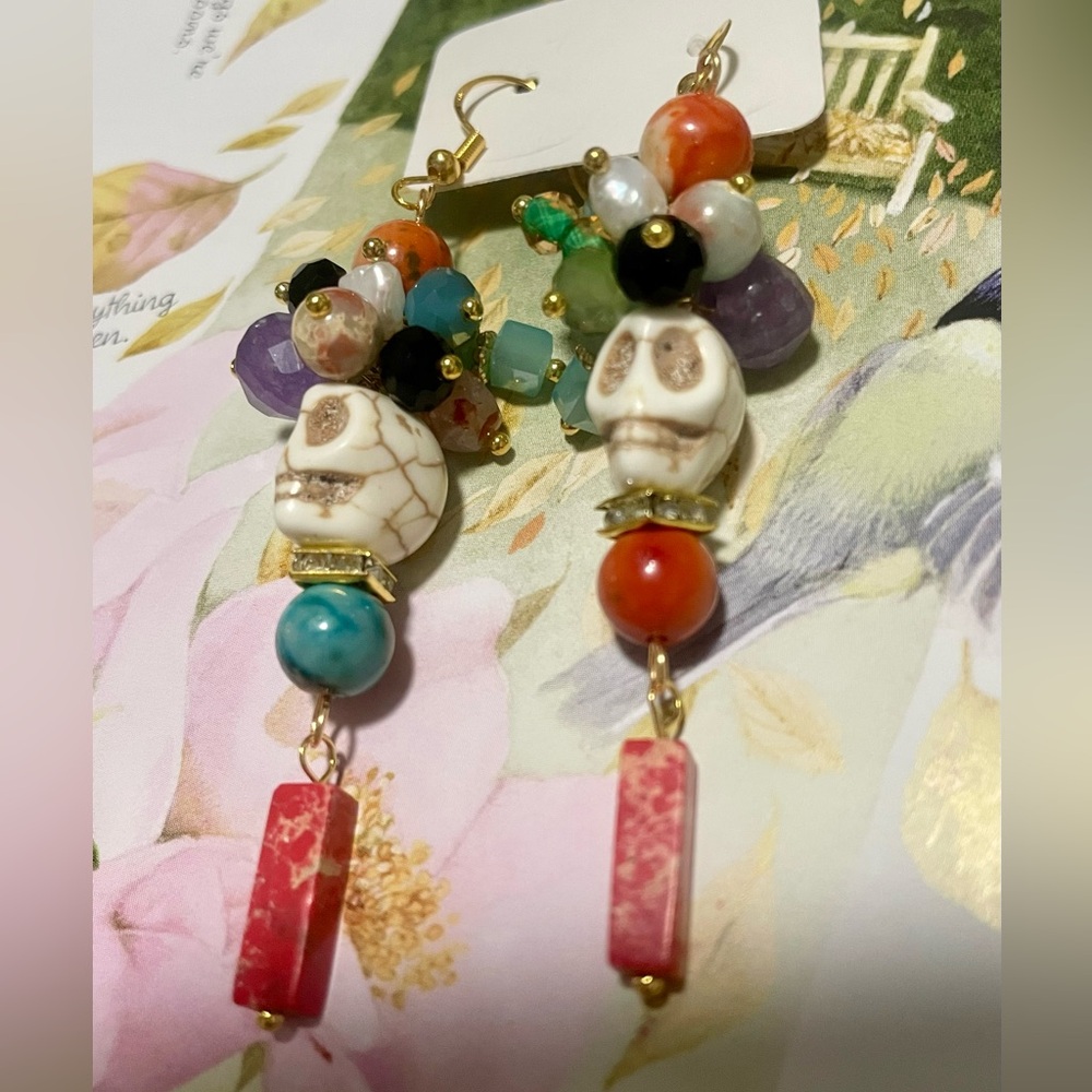 Day of the Dead Earrings Skull - Picture 3 of 5